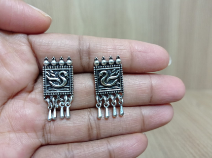 RozMili Oxidized silver plated metal small beautiful earrings for Girls -  RozMili - 3319137